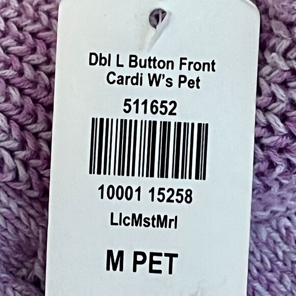 NWT LL Bean Fisherman Cable Knit 100% Cotton Button Up Cardigan Womens PM Lilac - Picture 5 of 8